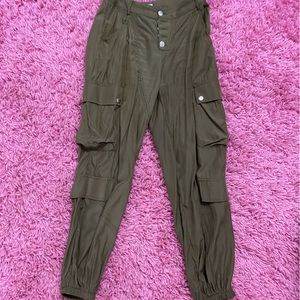 Cargo silk pants army green